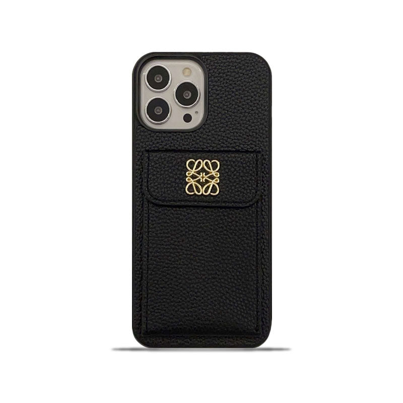 Luxury iPhone Case With Card Holder Black-QBK240603