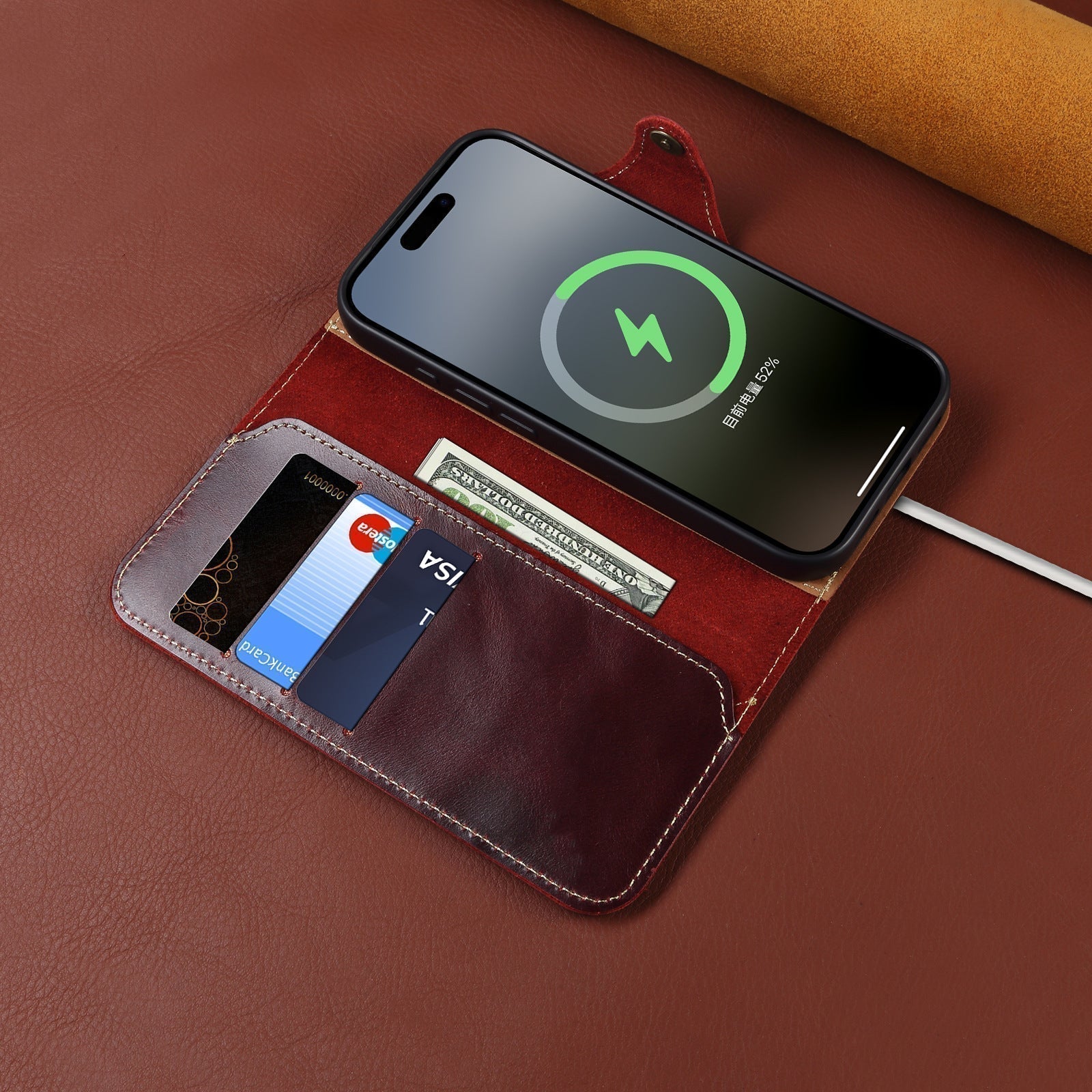 Genuine Leather Flip Case for iPhone