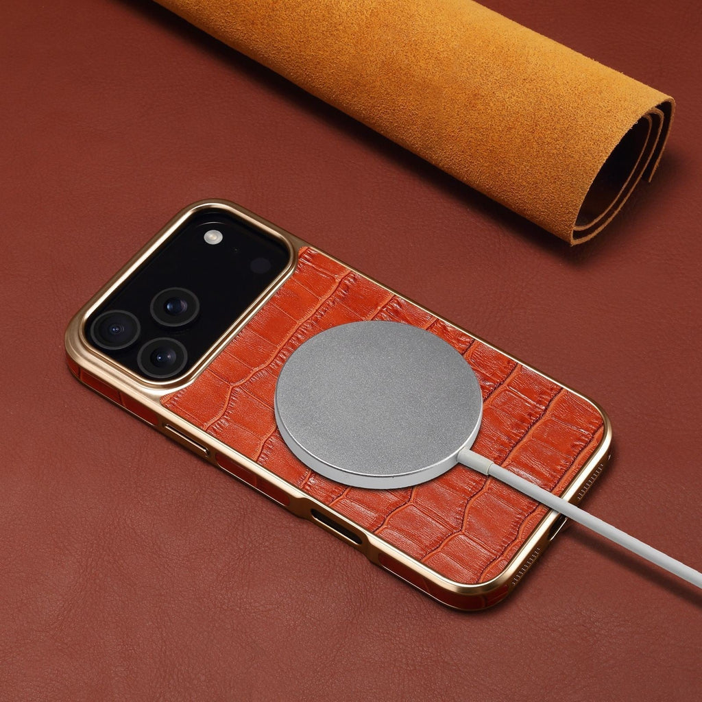 Croc-Embossed Leather Case for iPhone Case