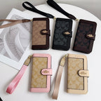 CO Luxury Pattern Wallet iPhone Case with Card Holder and Strap