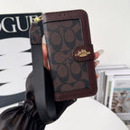CO Luxury Pattern Wallet iPhone Case with Card Holder and Strap