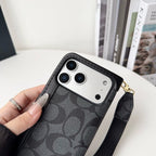CO Luxury Pattern Wallet iPhone Case with Card Holder and Strap