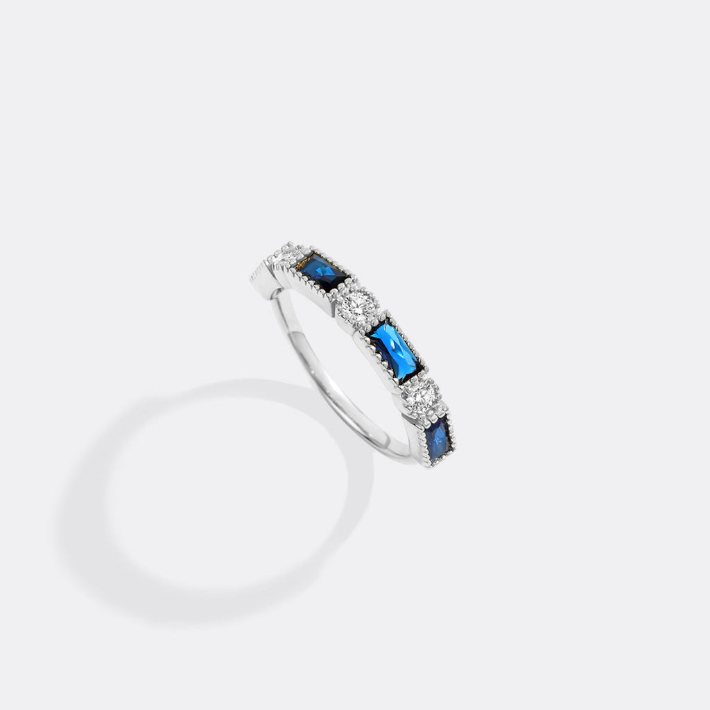 Personalized Round and Baguette Birthstone Ring